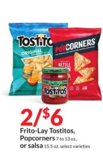 Hy-Vee Frito-lay tostitos popcorners or salsa offer