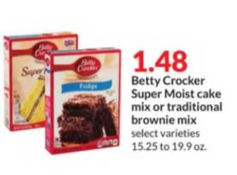 Hy-Vee Betty crocker super moist cake mix or traditional brownie mix offer