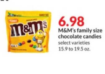 Hy-Vee M&m's family size chocolate candies offer