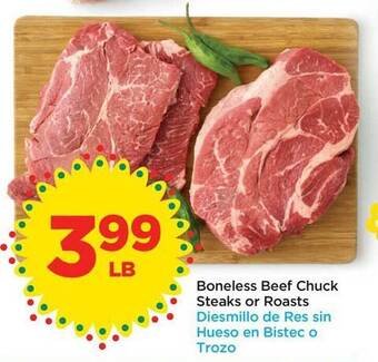 Food 4 Less Boneless beef chuck steaks or roasts offer