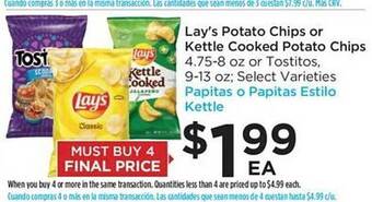 Food 4 Less Lay's potato chips or kettle cooked potato chips offer