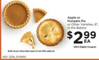 Food 4 Less Apple or pumpkin pie offer