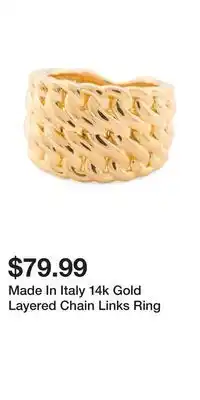 TJ Maxx Made in italy 14k gold layered chain links ring offer