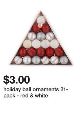 Five Below Holiday ball ornaments 21-pack - red & white offer