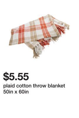 Five Below Plaid cotton throw blanket 50in x 60in offer