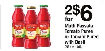 ACME Mutti passata tomato puree or tomato puree with basil offer