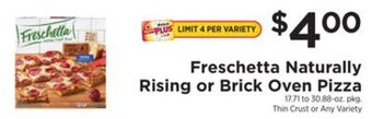 ShopRite Naturally rising or brick oven pizza offer