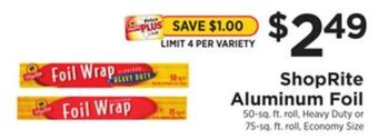 ShopRite Aluminum foil offer