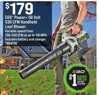 Ace Hardware Ego™ power + 56 volt 530 cfm handheld leaf blower offer