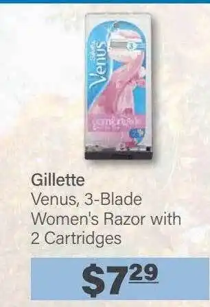 Commissary Gillette venus 3-blade women's razor with 2 cartridges offer