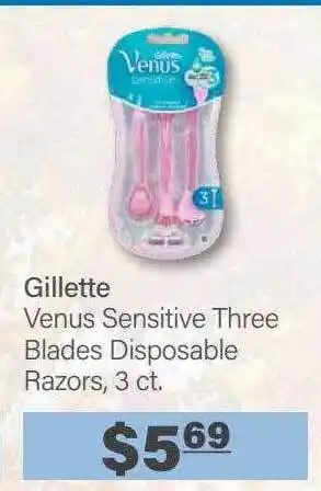 Commissary Gillette venus sensitive three blades disposable razors 3 ct offer