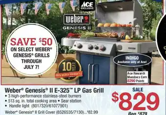 Ace Hardware Weber® Genesis® II E-325™ LP Gas Grill offer