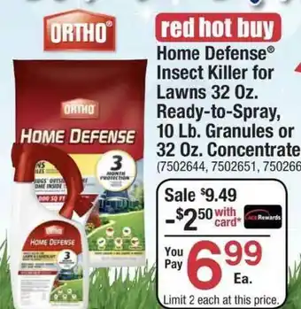 Ace Hardware Ortho Home Defense® Insect Killer For Lawns 32 Oz. Ready-To-Spray, 10 Lb. Granules Or 32 Oz. Concentrate offer