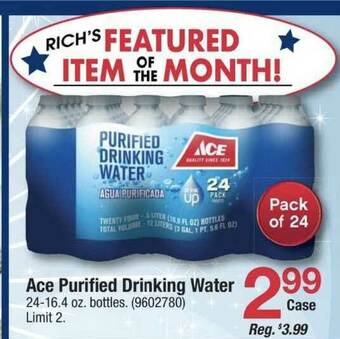 Ace Hardware Ace Purified Drinking Water offer