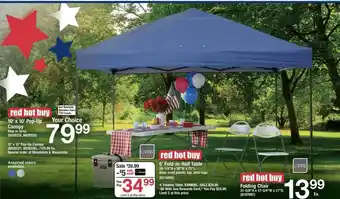 Ace Hardware 10' X 10' Pop-Up Canopy, 6' Fold-in-Half Table Or Folding Chair offer