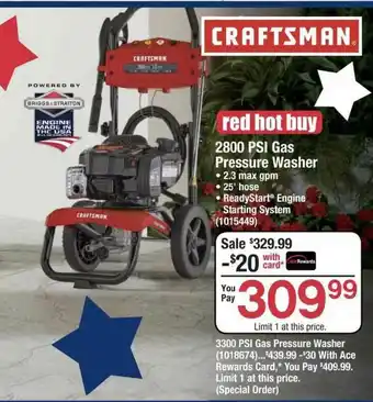 Ace Hardware 2800 PSI Gas Pressure Washer offer