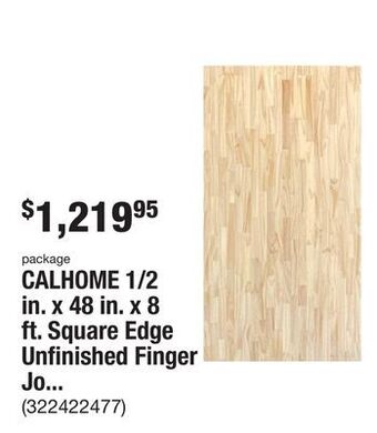 The Home Depot Calhome 1/2 in. x 48 in. x 8 ft. square edge unfinished finger joint pine common boards (10-pieces) offer