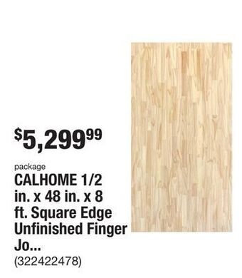 The Home Depot Calhome 1/2 in. x 48 in. x 8 ft. square edge unfinished finger joint pine common boards (50-pieces) offer