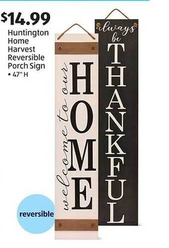 Aldi Huntington home harvest reversible porch sign offer