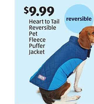 Aldi Heart to tail reversible pet fleece puffer jacket offer