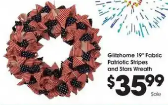 Kroger Glitzhome 19" Fabric Patriotic Stripes and Stars Wreath offer