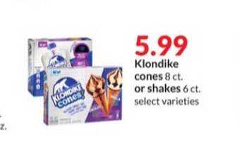 Hy-Vee Klondike cones or shakes offer
