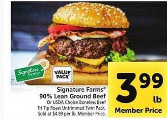 Safeway Signature farms 90% lean ground beef offer