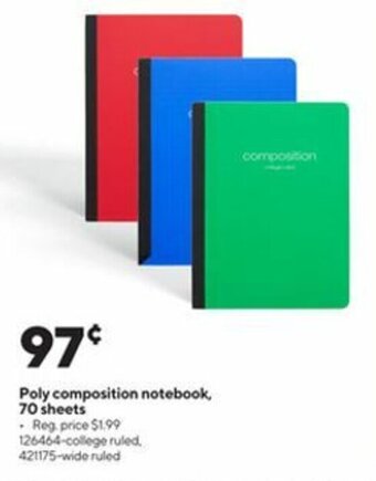 Staples Poly Composition Notebook 70 Sheets offer