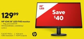 Staples HP V24i 24" LED FHD Monitor 9RV15AA#ABA offer