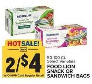 Food Lion Food lion snack or sandwich bags offer