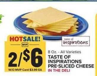 Food Lion Taste of inspirations pre-sliced cheese offer