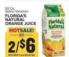 Food Lion Florida's natural orange juice offer