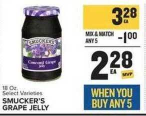 Food Lion Smucker's grape jelly offer