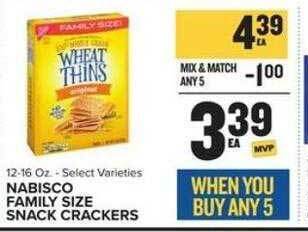 Food Lion Nabisco family size snack crackers offer