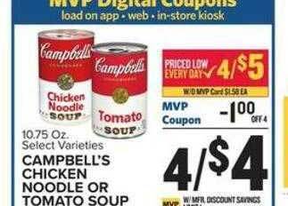 Food Lion Campbell's chicken noodle or tomato soup offer