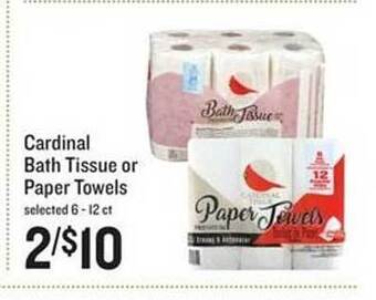 Lowes Foods Cardinal bath tissue or paper towels offer