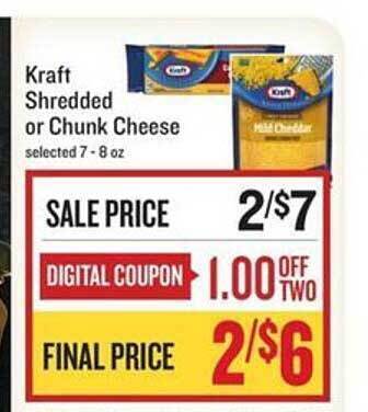 Lowes Foods Kraft shredded or chunk cheese offer