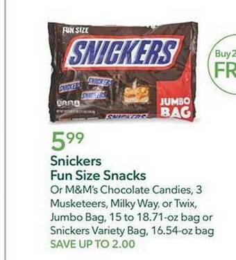 Publix Snickers fun size snacks offer