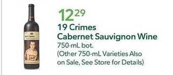 Publix 19 crimes cabernet sauvignon wine offer