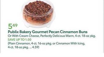 Publix Publix bakery gourmet pecan cinnamon buns offer