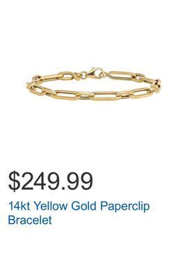 Costco 14kt yellow gold paperclip bracelet offer
