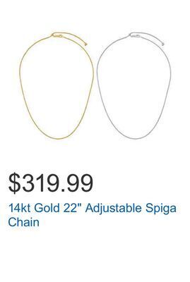 Costco 14kt gold 22" adjustable spiga chain offer