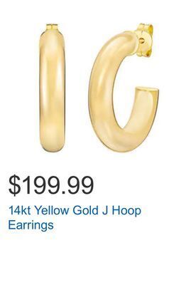 Costco 14kt yellow gold j hoop earrings offer