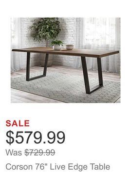 Costco Corson 76" live edge table offer