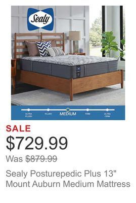 Costco Sealy posturepedic plus 13" mount auburn medium mattress offer