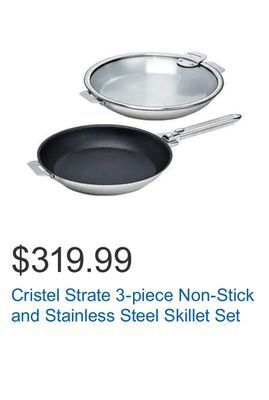 Costco Cristel strate 3-piece non-stick and stainless steel skillet set offer