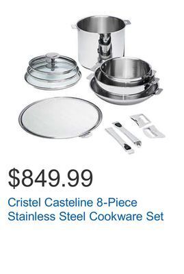 Costco Cristel casteline 8-piece stainless steel cookware set offer