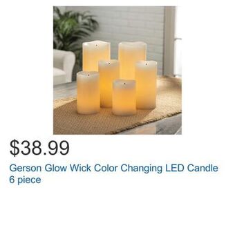 Costco Gerson glow wick color changing led candle 6 piece offer
