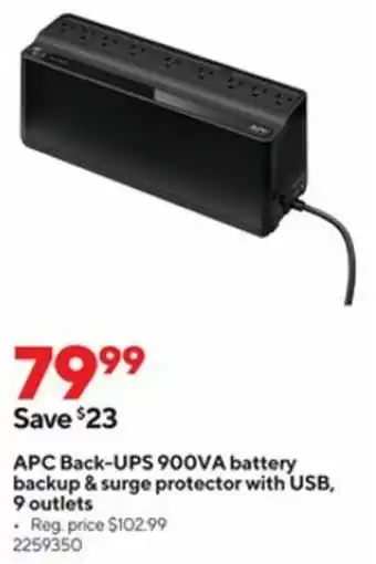 Staples APC Back-Ups 900VA Battery Bckup & Surge Protector With USB 9 Outlets offer
