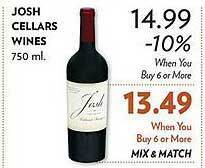 Reasors Josh cellars wines offer